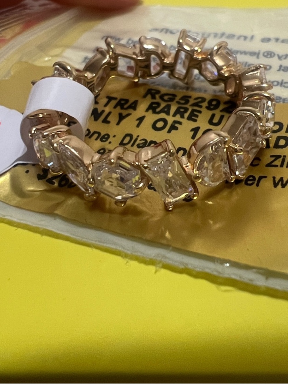 Size 10 Gold Crystal Eternity Band Ring - Clear Stones